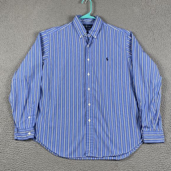 Ralph Lauren Men's Large Striped Button Shirt Preppy Business Causal Academia - Picture 1 of 8